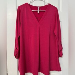 Dear Scarlett Women's Fuchsia V-Neck Tunic